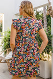 ODDI Full Size Floral Ruffled Cap Sleeve Mini Dress - Premium DRESSES from Trendsi - Just $35.11! Shop now at KisLike