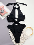 Cutout Halter Neck One-Piece Swimwear - Premium trajes de baño from Trendsi - Just $23! Shop now at KisLike