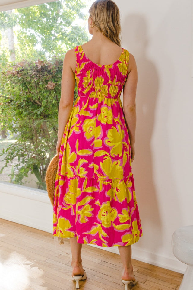 ODDI Full Size Floral Smocked Ruffled Midi Dress - Premium DRESSES from Trendsi - Just $40! Shop now at KisLike