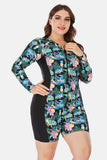 Plus Size Floral Zip Up  Long Sleeve Short Wetsuit - Premium  from Trendsi - Just $33! Shop now at KisLike
