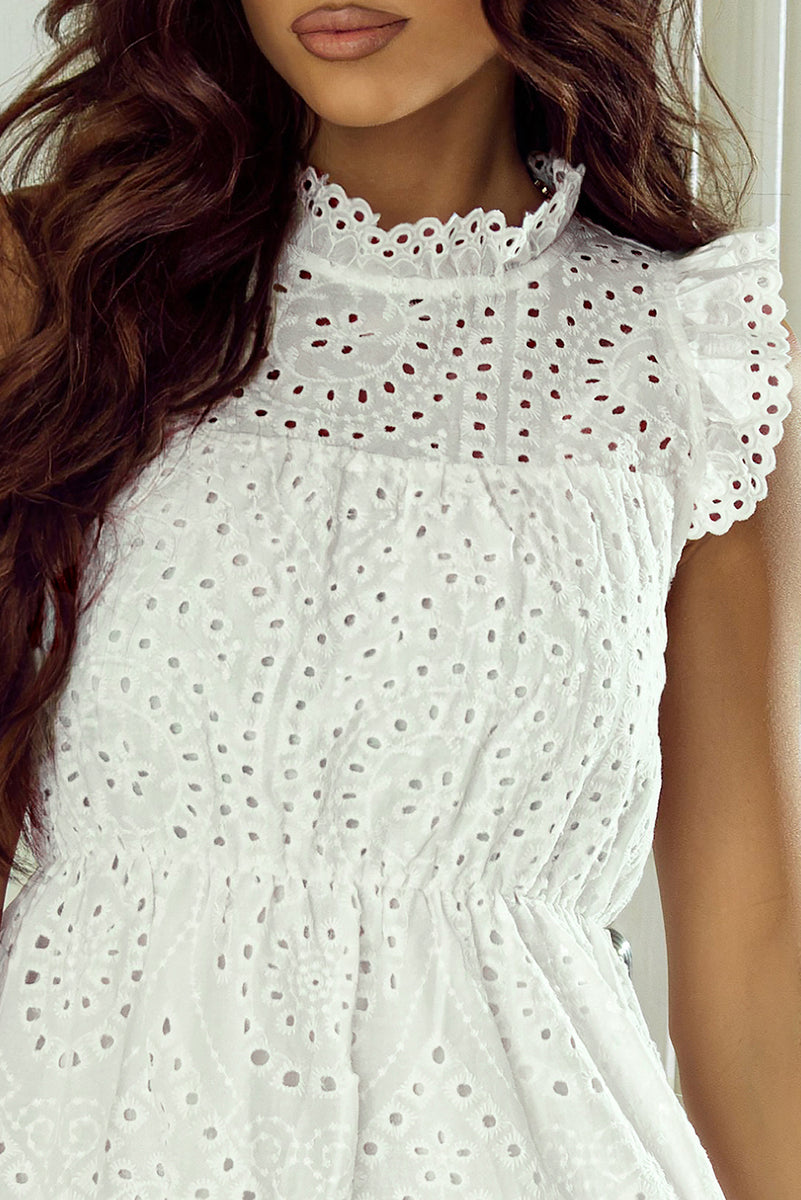 Eyelet Ruffle Layered Mini Dress