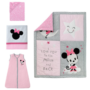 Disney Baby Minnie Mouse Pink 4-Piece Nursery Crib Bedding Set by Lambs & Ivy - Premium All Crib Bedding Sets from Lambs & Ivy - Just $116.99! Shop now at Kis'like