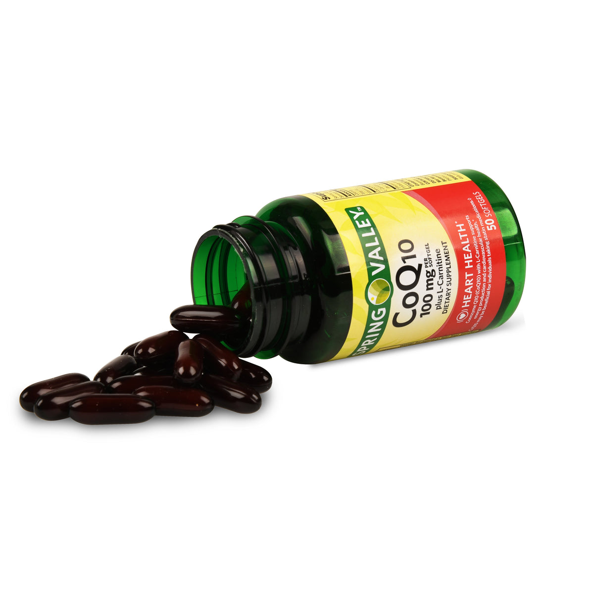 spring valley coq10 with l carnitine CoQ-10 plus L-Carnitine Softgels, 100mg, 50 Count White Frozen Orange Pop:Green Apple Candy Metabolism Booster & Thermogenic 4 Icon Stamina: Helps Increase Endurance