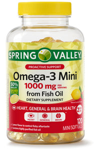 Spring Valley Omega-3 Mini Softgels 1000 mg from Fish Oil, 120 ct - Premium Supplements from Spring Valley - Just $18.99! Shop now at KisLike