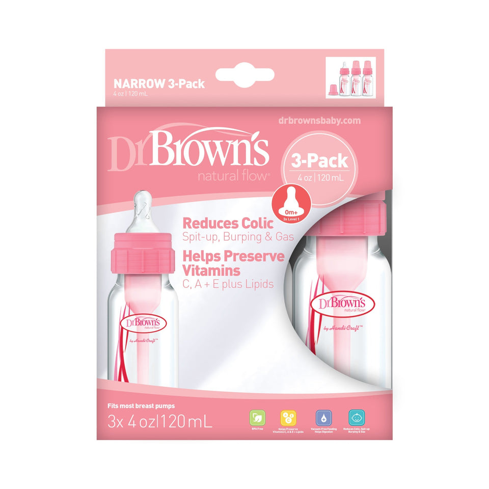 Dr. Brown's Original Baby Bottle, Pink, 4 Ounce, 3-Pack 4 oz - Premium Bottle Feeding from Dr. Brown's - Just $15.99! Shop now at Kis'like