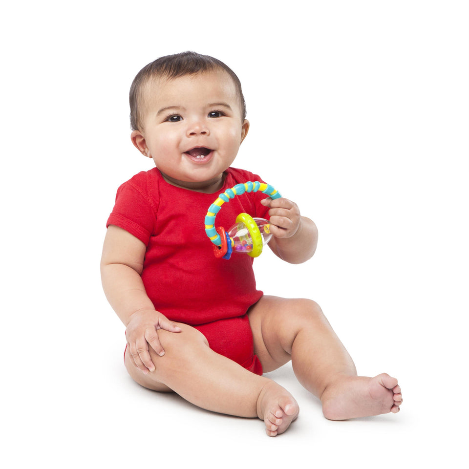 Bright Starts Grab & Spin Rattle and Teether Toy, Ages 3 months + Multicolor Teether, rattle - Premium Baby Rattles from Bright Starts - Just $4.99! Shop now at KisLike