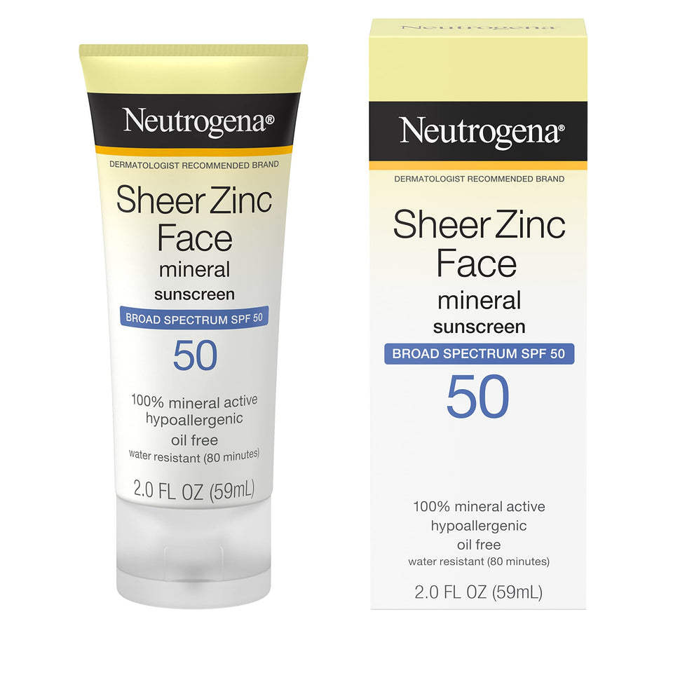 Neutrogena Sheer Zinc Oxide Dry-Touch Face Sunscreen with Broad Spectrum SPF 50, Oil-Free, Non-Comedogenic & Non-Greasy Mineral Sunscreen, 2 fl. oz 2 Fl Oz (Pack of 1) - Premium Facial Sunscreens from Neutrogena - Just $17.89! Shop now at KisLike