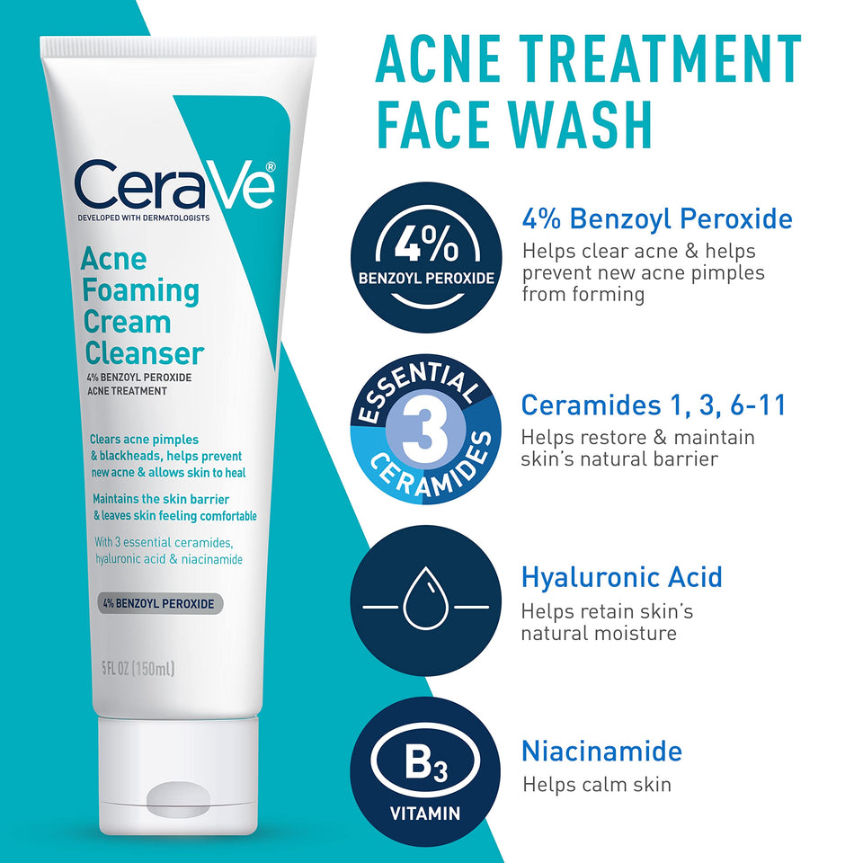 CeraVe Skin Care Set for Acne Treatment with Face Wash with Benzoyl Peroxide, Retinol Serum, AM Face Moisturizer with SPF & PM Face Moisturizer,5oz Cleanser + 1oz Serum + 2oz AM Lotion + 2oz PM Lotion - Premium Sets & Kits from CeraVe - Just $68.89! Shop now at KisLike
