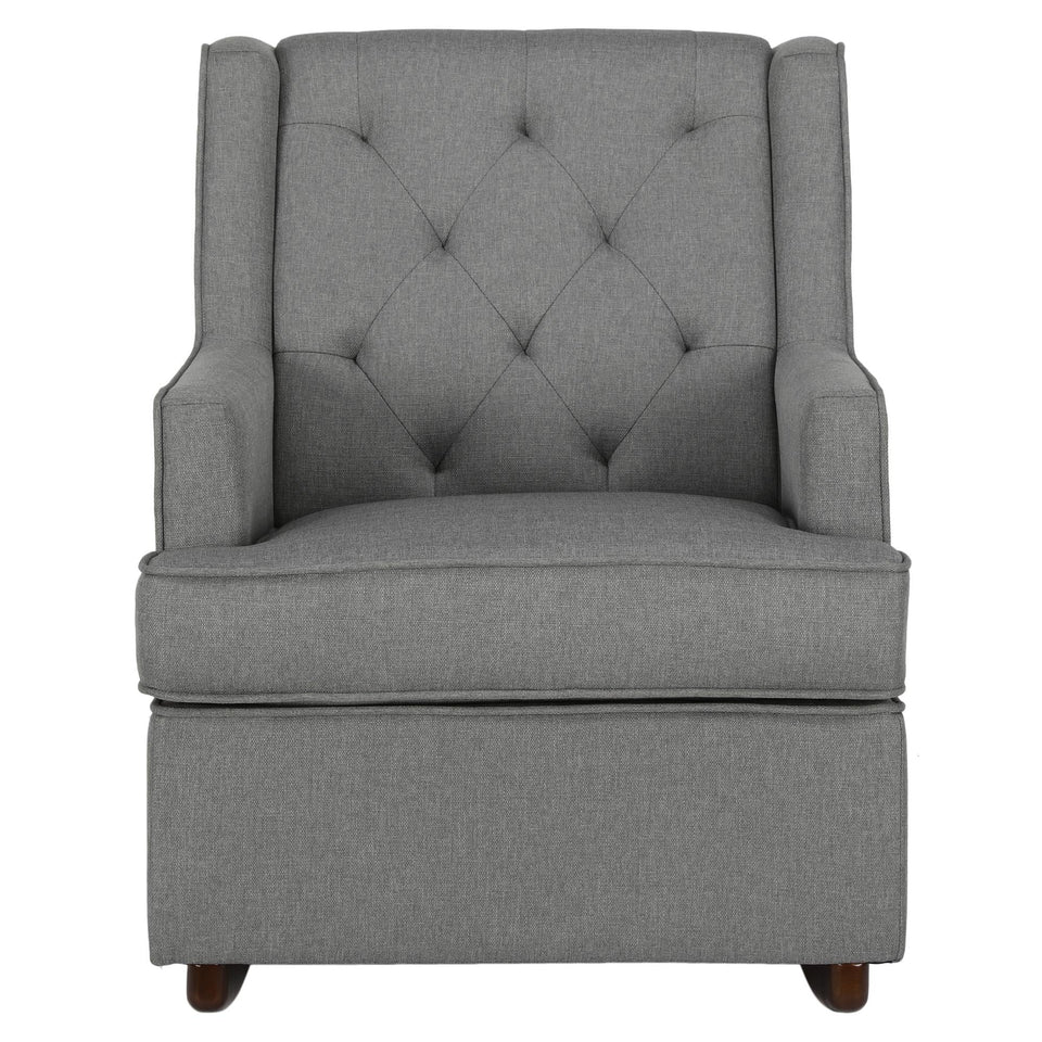 Baby Relax Bennet Transitional Wingback Rocker Chair, Gray Grey Linen - Premium Nursery Gliders & Rocking Chairs from Baby Relax - Just $291.99! Shop now at Kis'like