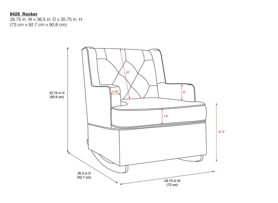 Baby Relax Bennet Transitional Wingback Rocker Chair, Gray Grey Linen - Premium Nursery Gliders & Rocking Chairs from Baby Relax - Just $291.99! Shop now at Kis'like