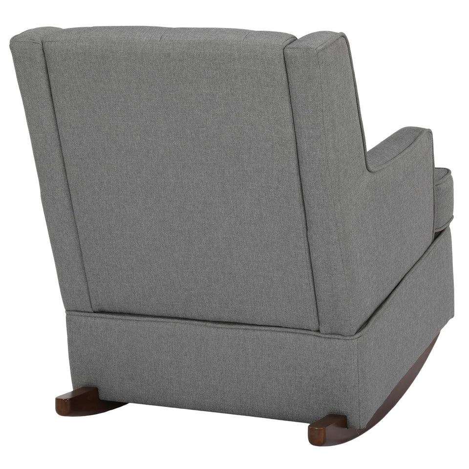 Baby Relax Bennet Transitional Wingback Rocker Chair, Gray Grey Linen - Premium Nursery Gliders & Rocking Chairs from Baby Relax - Just $291.99! Shop now at Kis'like