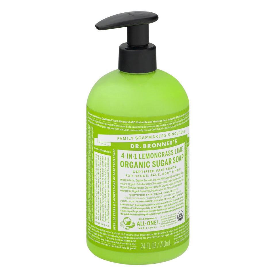 Dr. Bronner's Organic Lemongrass Lime Sugar Pump Soap 24oz Green 24 oz - Premium Body Wash & Shower Gel from Dr. Bronner's - Just $20.99! Shop now at Kis'like