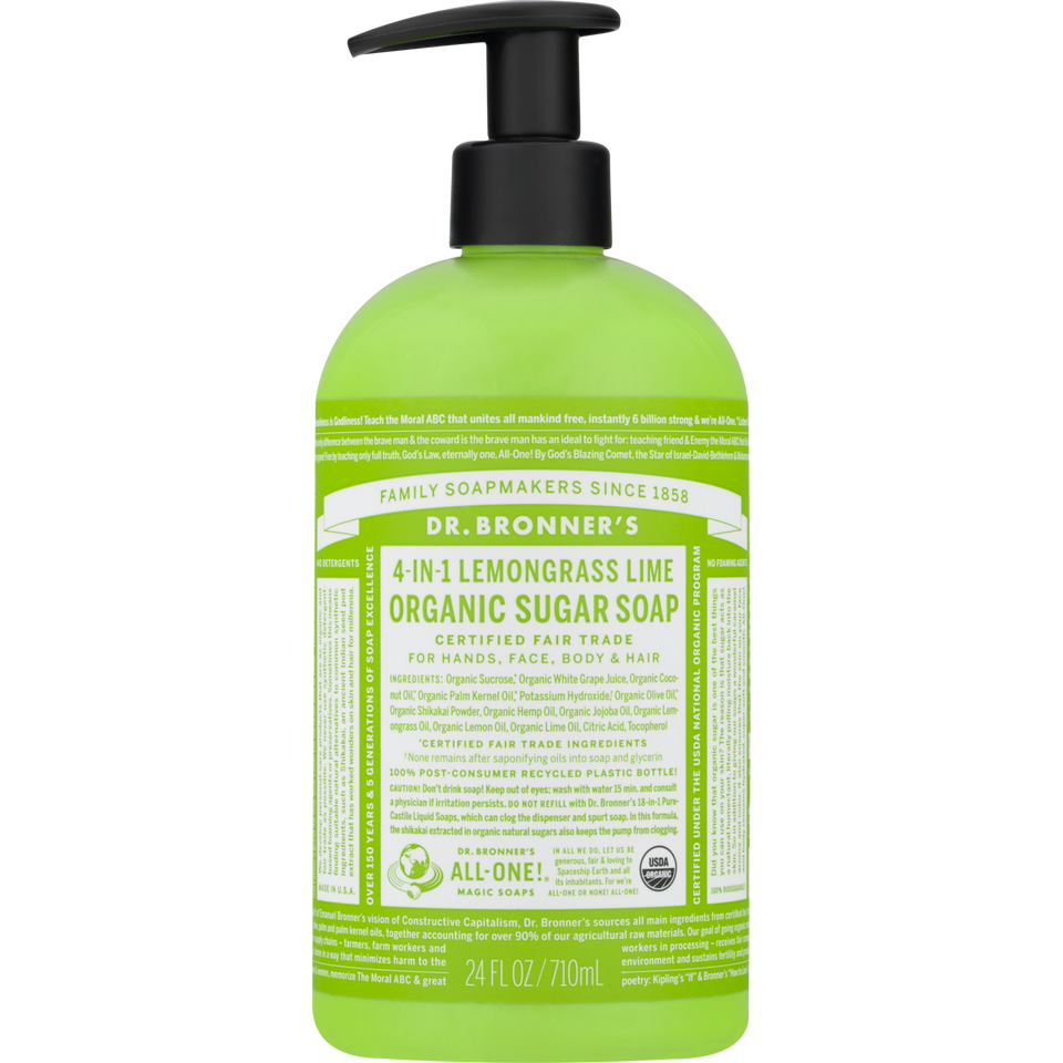 Dr. Bronner's Organic Lemongrass Lime Sugar Pump Soap 24oz Green 24 oz - Premium Body Wash & Shower Gel from Dr. Bronner's - Just $20.99! Shop now at Kis'like