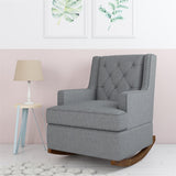Baby Relax Bennet Transitional Wingback Rocker Chair, Gray Grey Linen - Premium Nursery Gliders & Rocking Chairs from Baby Relax - Just $291.99! Shop now at Kis'like
