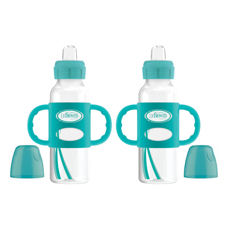 Dr. Brown's Narrow Sippy Baby Bottle with Handles - 2PK Turquoise Blue - Premium Toddler Feeding from Dr. Brown's - Just $18.99! Shop now at Kis'like