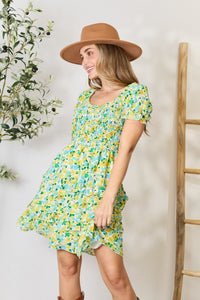 Double Take Smocked Scoop Neck Flounce Sleeve Mini Dress - Premium DRESSES from Trendsi - Just $31! Shop now at KisLike