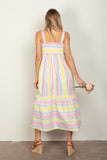 VERY J Striped Woven Smocked Midi Cami Dress - Premium DRESSES from Trendsi - Just $49! Shop now at KisLike