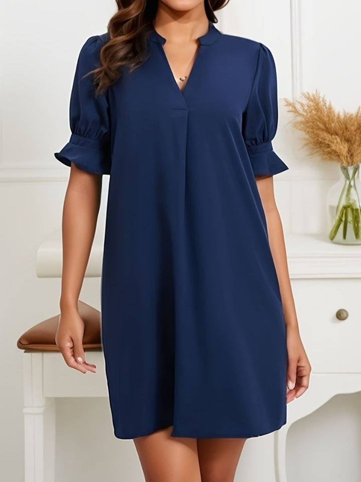 Notched Flounce Sleeve Mini Dress - Premium DRESSES from Trendsi - Just $19.36! Shop now at KisLike