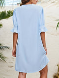 Notched Flounce Sleeve Mini Dress - Premium DRESSES from Trendsi - Just $19.36! Shop now at KisLike