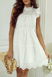 Eyelet Ruffled Cap Sleeve Mini Dress - Premium DRESSES from Trendsi - Just $30! Shop now at KisLike