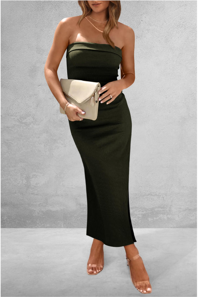 Slit Tube Midi Dress - Premium DRESSES from Trendsi - Just $16.02! Shop now at KisLike