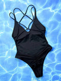 Crisscross V-Neck Sleeveless One-Piece Swimwear - Premium trajes de baño from Trendsi - Just $22! Shop now at KisLike