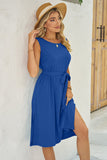 Tied Round Neck Sleeveless Dress - Premium DRESSES from Trendsi - Just $14! Shop now at KisLike