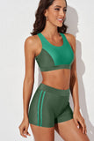 Printed Scoop Neck Back Crisscross Swim Set - Premium trajes de baño from Trendsi - Just $28! Shop now at KisLike