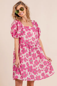 BiBi Printed Square Neck Puff Sleeve Mini Dress - Premium DRESSES from Trendsi - Just $26! Shop now at KisLike
