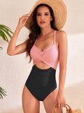 Crisscross Cutout V-Neck One-Piece Swimwear - Premium trajes de baño from Trendsi - Just $24! Shop now at KisLike
