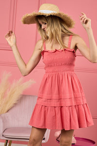 BiBi Smocked Ruffle Hem Mini Dress - Premium DRESSES from Trendsi - Just $30.50! Shop now at KisLike