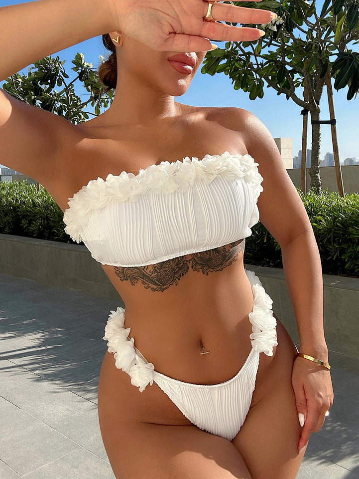 Applique Tie Back Two-Piece Bikini Set - Premium trajes de baño from Trendsi - Just $23! Shop now at KisLike