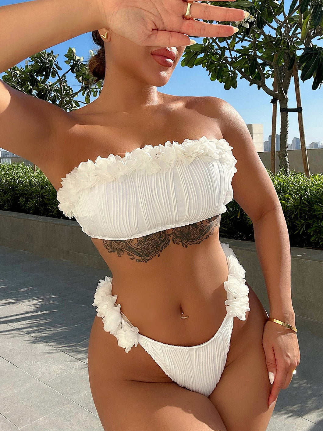 Applique Tie Back Two-Piece Bikini Set - Premium trajes de baño from Trendsi - Just $23! Shop now at KisLike