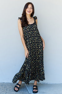 Doublju In The Garden Ruffle Floral Maxi Dress in  Black Yellow Floral - Premium DRESSES from Trendsi - Just $33! Shop now at KisLike