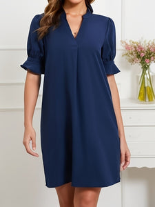 Notched Flounce Sleeve Mini Dress - Premium DRESSES from Trendsi - Just $19.36! Shop now at KisLike