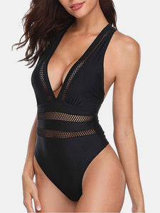 Crisscross Plunge Wide Strap One-Piece Swimwear - Premium trajes de baño from Trendsi - Just $25.34! Shop now at KisLike