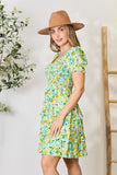 Double Take Smocked Scoop Neck Flounce Sleeve Mini Dress - Premium DRESSES from Trendsi - Just $31! Shop now at KisLike