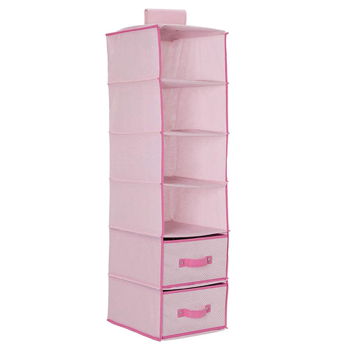 Delta Children 6-Shelf Hanging Storage Unit with 2 Drawers, Barely Pink Blue - Premium Kids' Storage from Delta Children - Just $17.99! Shop now at Kis'like