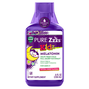 Vicks Pure Zzzs Kids Melatonin Liquid Sleep Aid, 1mg, 8 Oz Purple Unisex 8.0 fl oz - Premium Back to School Health Essentials from Vicks - Just $17.15! Shop now at Kis'like