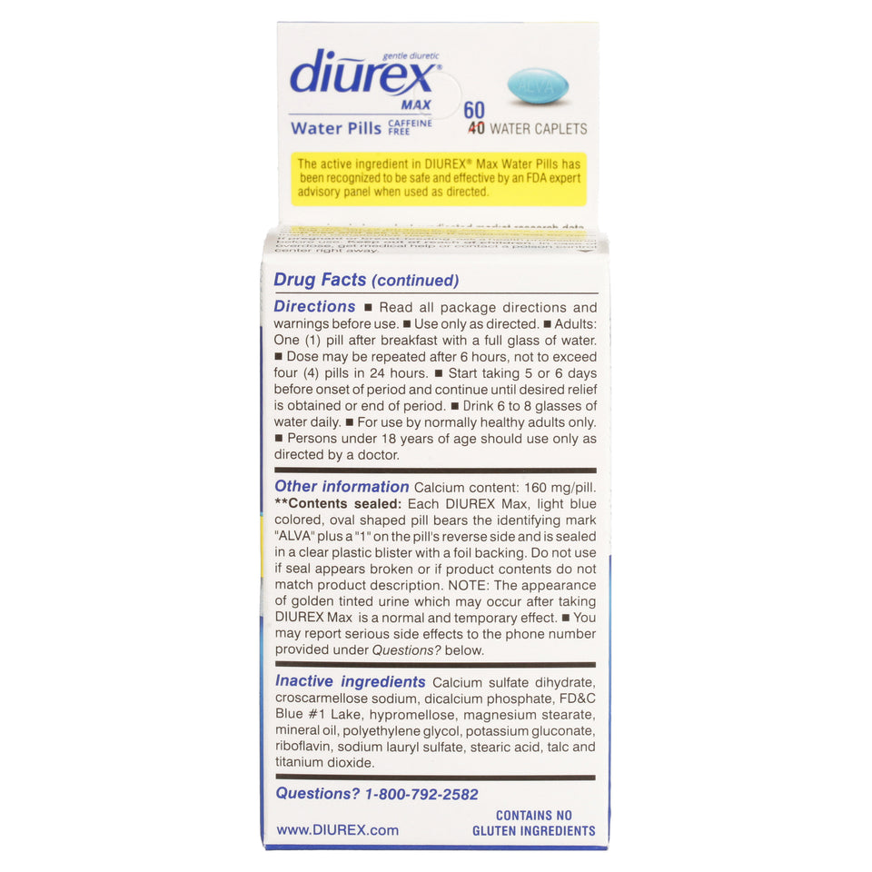 Diurex Max Water Pills - Maximum Strength Caffeine Free Diuretic - Relieve Water Bloat - 40 ct - Premium Supplements from DIUREX - Just $23.91! Shop now at Kis'like