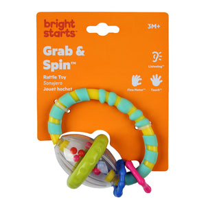Bright Starts Grab & Spin Rattle and Teether Toy, Ages 3 months + Multicolor Teether, rattle - Premium Baby Rattles from Bright Starts - Just $4.99! Shop now at Kis'like