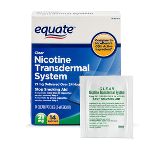 Equate Nicotine Transdermal System Step 1 Clear Patches, 21 mg, 14 Ct White - Premium Equate Nicotine Patches from Equate - Just $31.99! Shop now at Kis'like