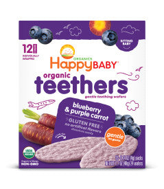 (Pack of 6) Happy Baby Organic Teethers Blueberry & Purple Carrot Box Blue - Premium Organic Baby Food from Happy Family - Just $29.99! Shop now at Kis'like