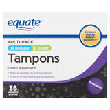 Equate Unscented Tampons With Plastic Applicator - Regular And Super - 36 Ct White 36 Unscented Tampons - Premium All Feminine Care from Equate - Just $6.99! Shop now at Kis'like