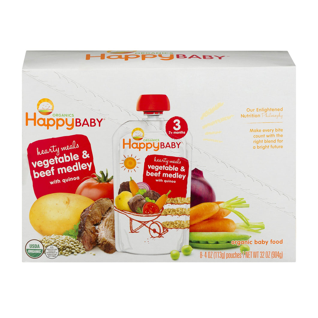 (8 Pouches) Happy Baby Organics Hearty Meals Vegetable & Beef Medley With Quinoa Pouches, 4.0 OZ White - Premium Fall Baby Food from Happy Baby - Just $17.30! Shop now at Kis'like