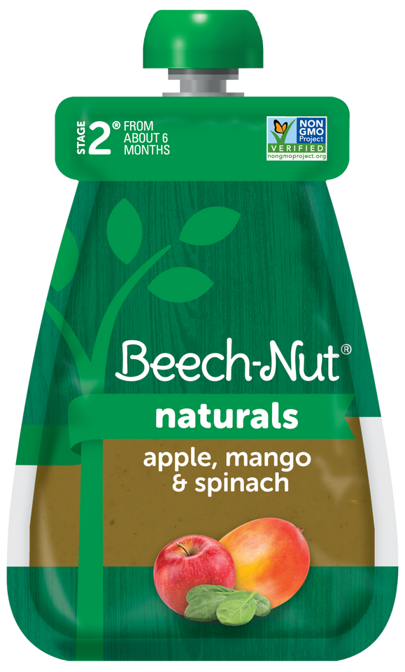 Beech-Nut Naturals Stage 2, Apple Mango & Spinach Baby Food, 3.5 oz Pouch - Premium Baby Food Stage 2 from Beech-Nut - Just $8.47! Shop now at Kis'like