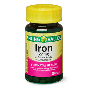 Spring Valley Iron Ferrous Sulfate Tablets, 27 mg, 250 Ct Red - Premium All Dietary Supplements from Spring Valley - Just $6.99! Shop now at Kis'like