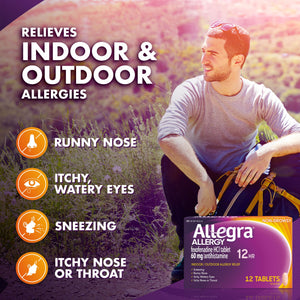 Allegra Adult 12HR Tablet (12 Ct, 60 mg), Allergy Relief White 1 - Premium Fexofenadine from Allegra - Just $21.62! Shop now at Kis'like