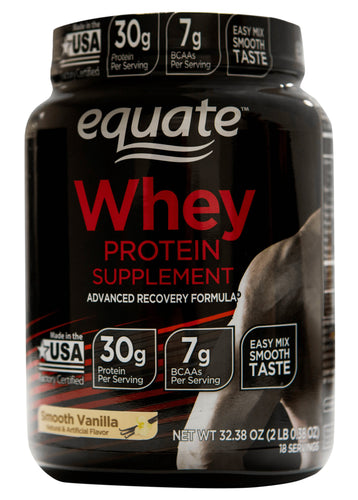 Equate BCAA, Vanilla & Whey Protein Supplements, Smooth Vanilla, 50 g, 32.38 oz - Premium Protein from Equate - Just $24.48! Shop now at Kis'like