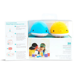 Munchkin Color Buddies Moisturizing Bath Bombs & 2 Toy Dispenser Set Bath Toy, Includes Nourishing Vitamin E and Shea Butter, Non-Toxic, Whale/Puffer Fish, 20 Pack Multicolor - Premium Bath Toys from Munchkin - Just $11.99! Shop now at Kis'like